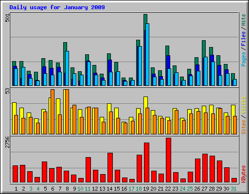 Daily usage for January 2009